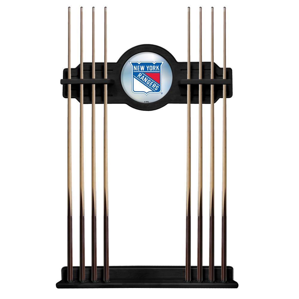 New York Rangers Cue Rack in Black Finish. Picture 1
