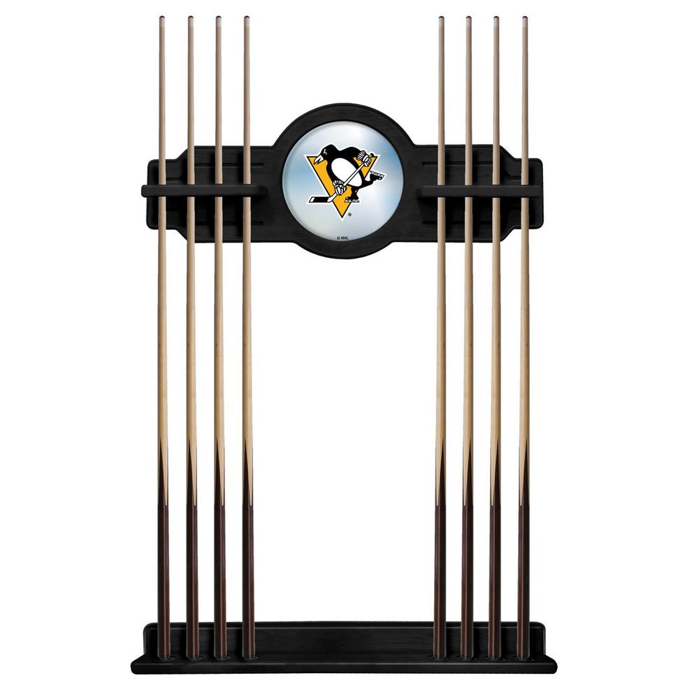 Pittsburgh Penguins Cue Rack in Black Finish. Picture 1