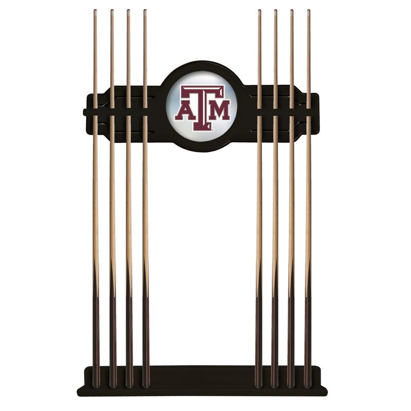 Texas A&M Cue Rack in Black Finish. Picture 1