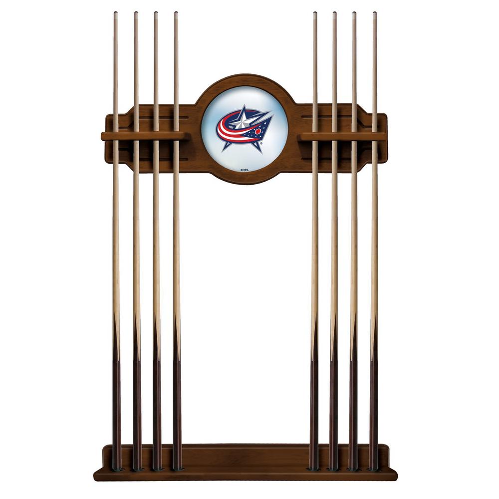 Columbus Blue Jackets Cue Rack in Chardonnay Finish. Picture 1