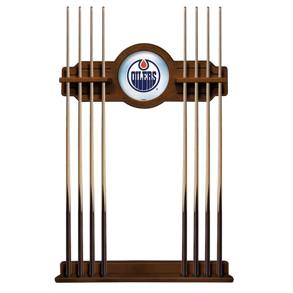 Edmonton Oilers Cue Rack in Chardonnay Finish. Picture 1