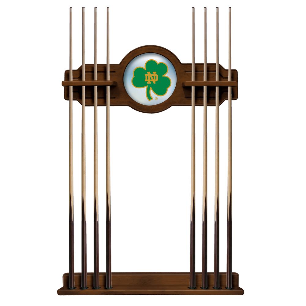 Notre Dame (Shamrock) Cue Rack in Chardonnay Finish. Picture 1