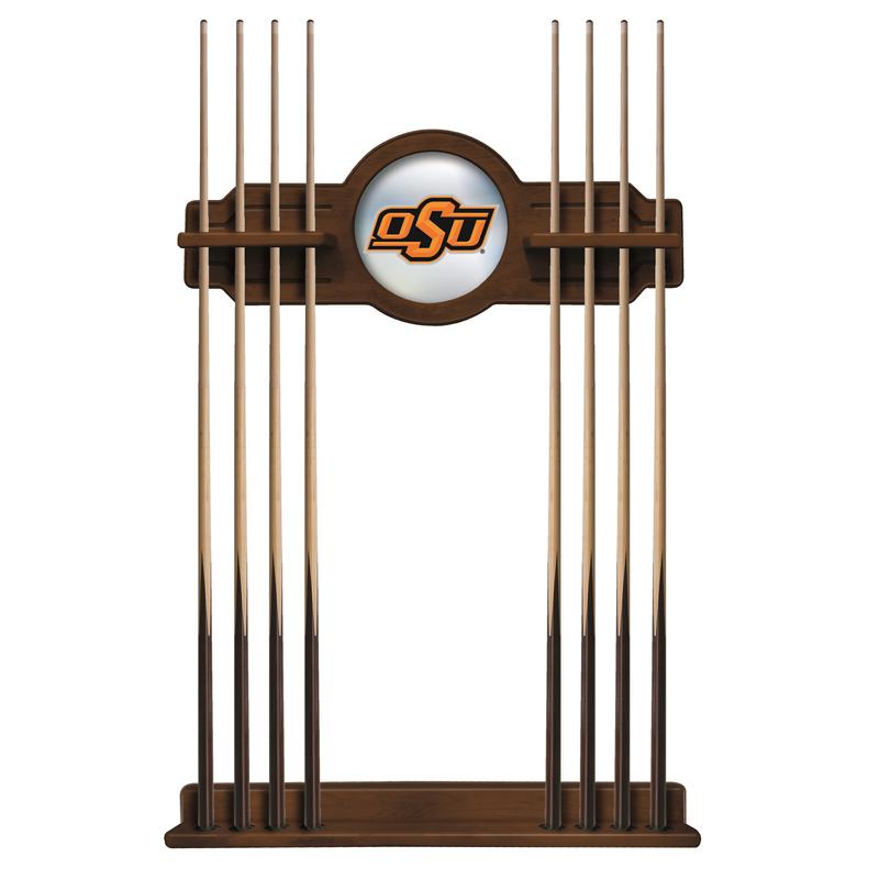 Oklahoma State Cue Rack in Chardonnay Finish. Picture 1