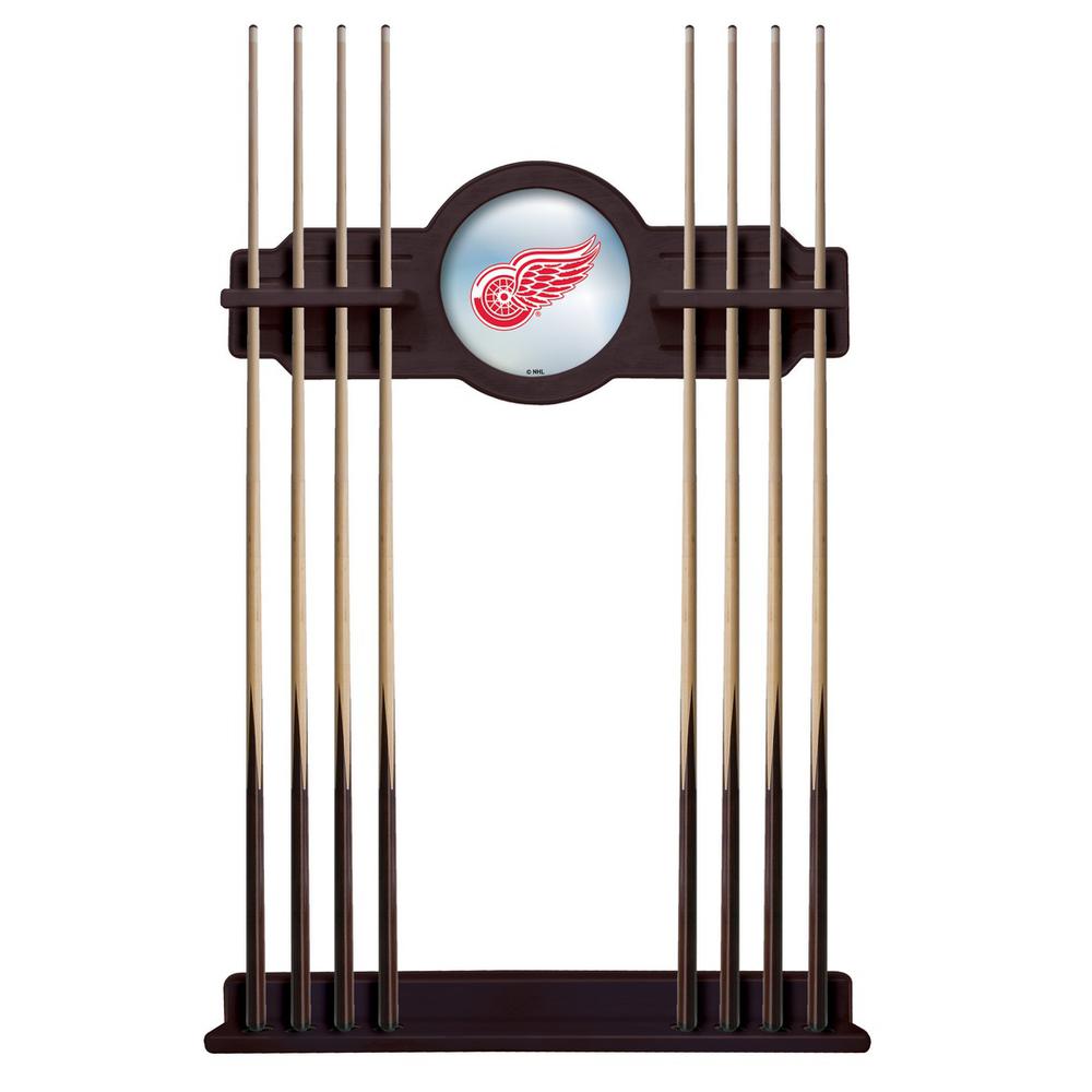Detroit Red Wings Cue Rack in English Tudor Finish. Picture 1
