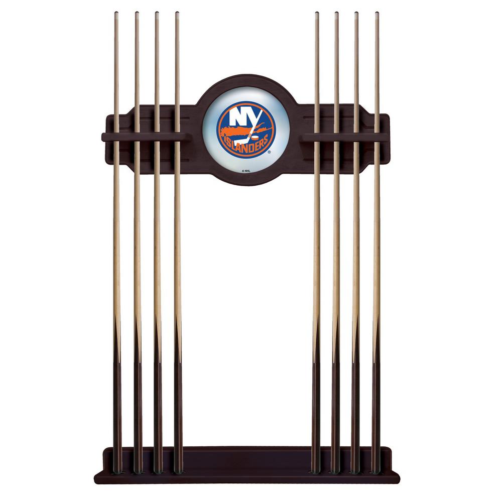 New York Islanders Cue Rack in English Tudor Finish. Picture 1
