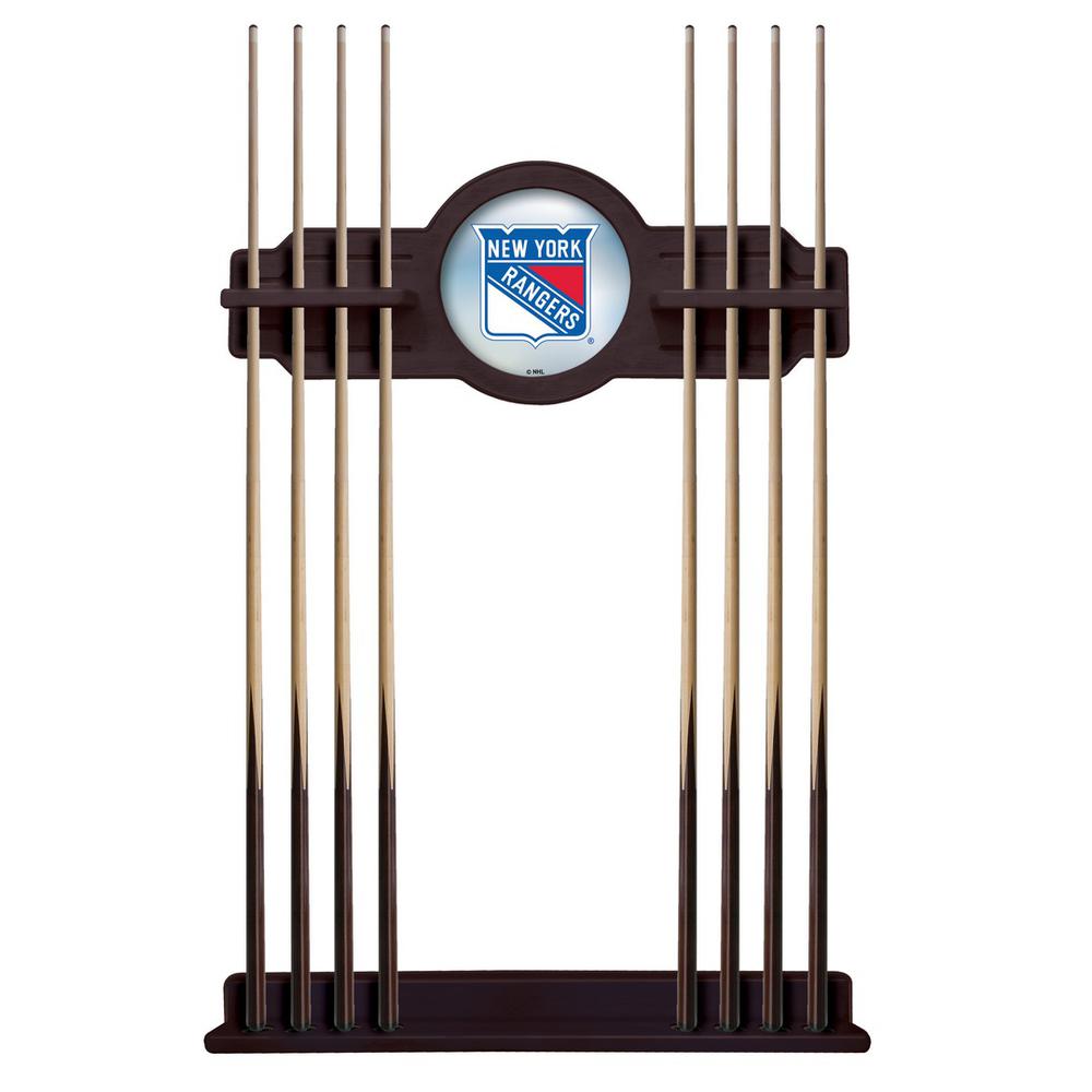 New York Rangers Cue Rack in English Tudor Finish. Picture 1
