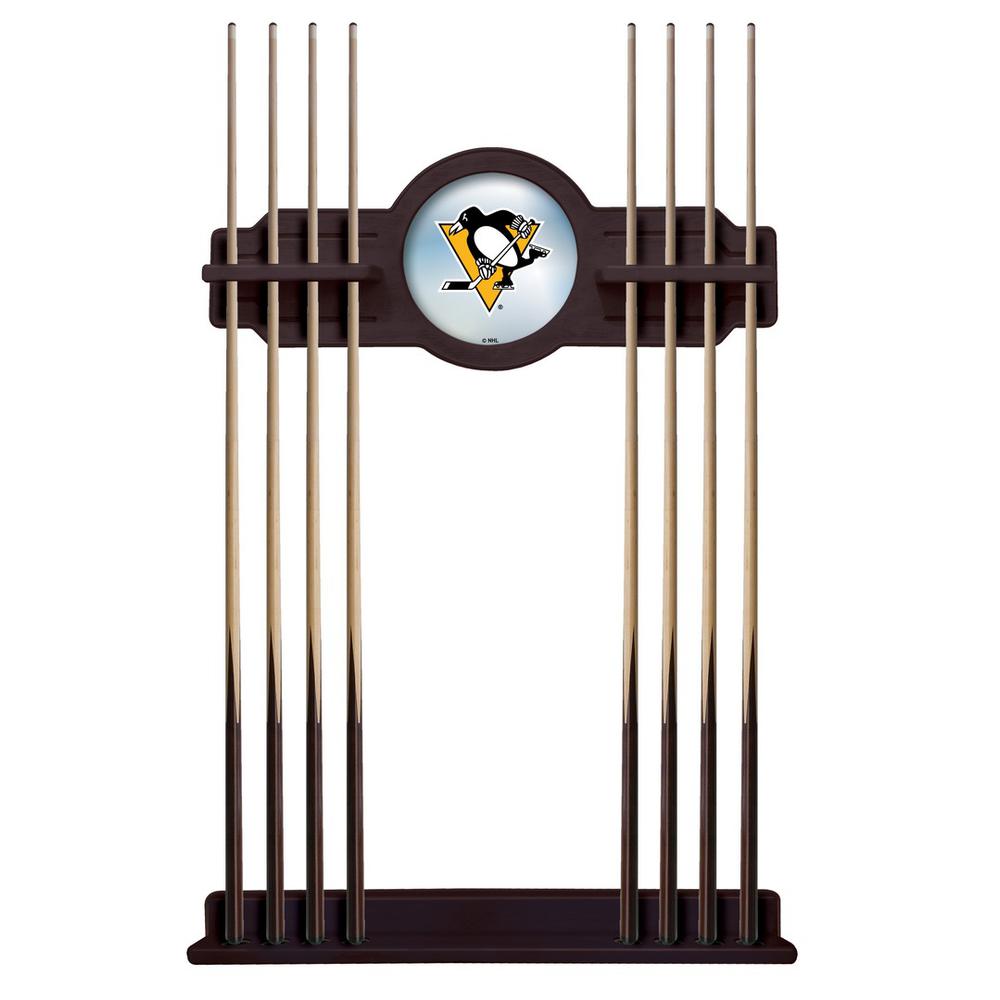 Pittsburgh Penguins Cue Rack in English Tudor Finish. Picture 1