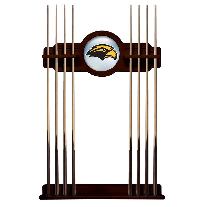Southern Miss Cue Rack in English Tudor Finish. Picture 1