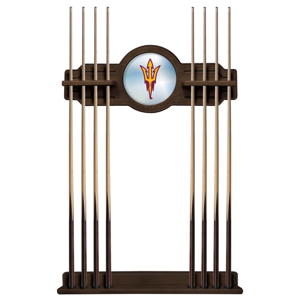 Arizona State Cue Rack in Navajo Finish with Pitchfork Logo. Picture 1