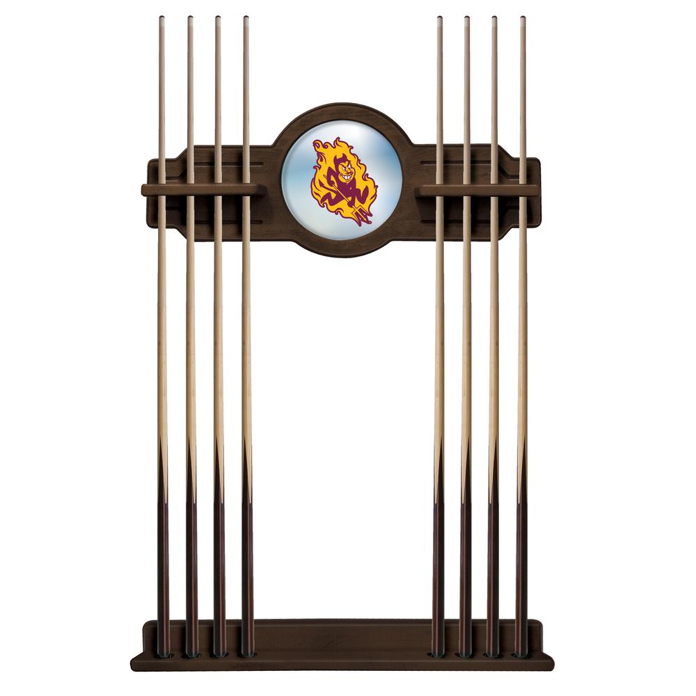 Arizona State Cue Rack in Navajo Finish with Sparky Logo. Picture 1