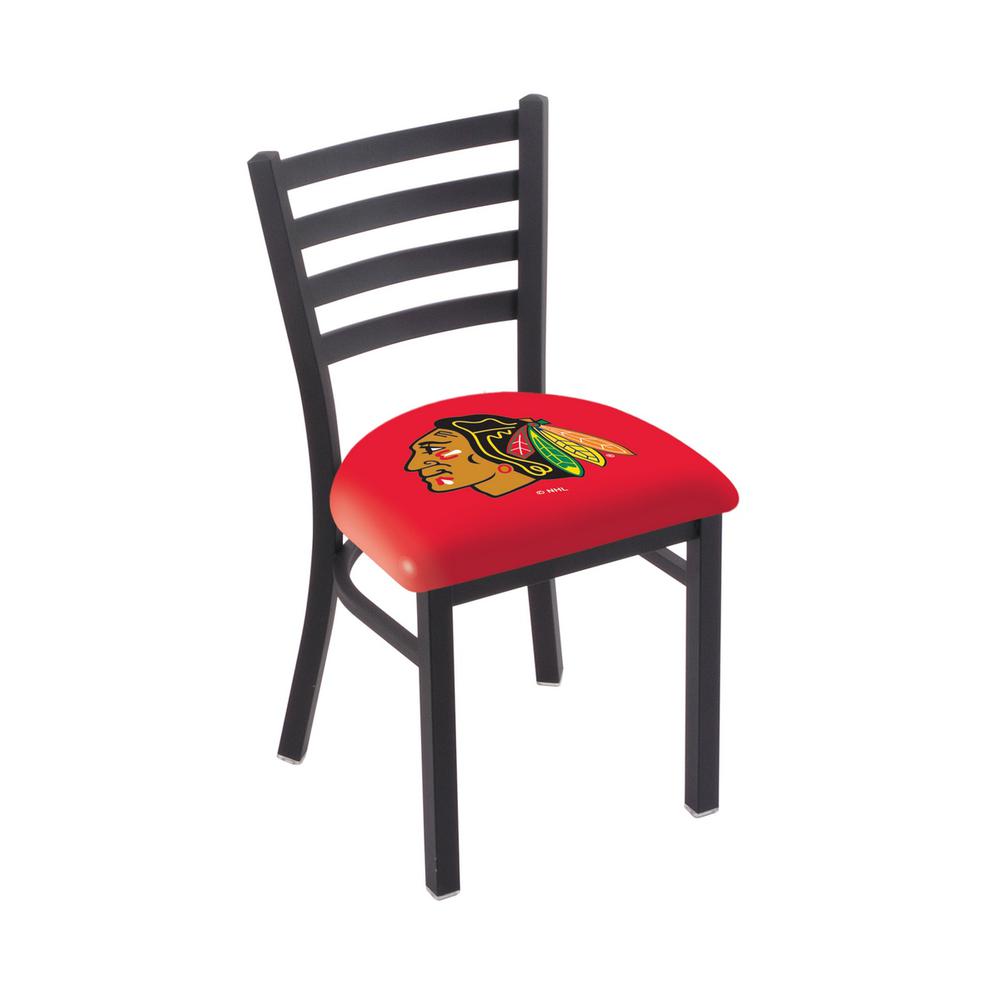 L00418 Black Wrinkle Chicago Blackhawks Stationary Chair with Ladder Style Back by Holland Bar Stool Co.. Picture 1