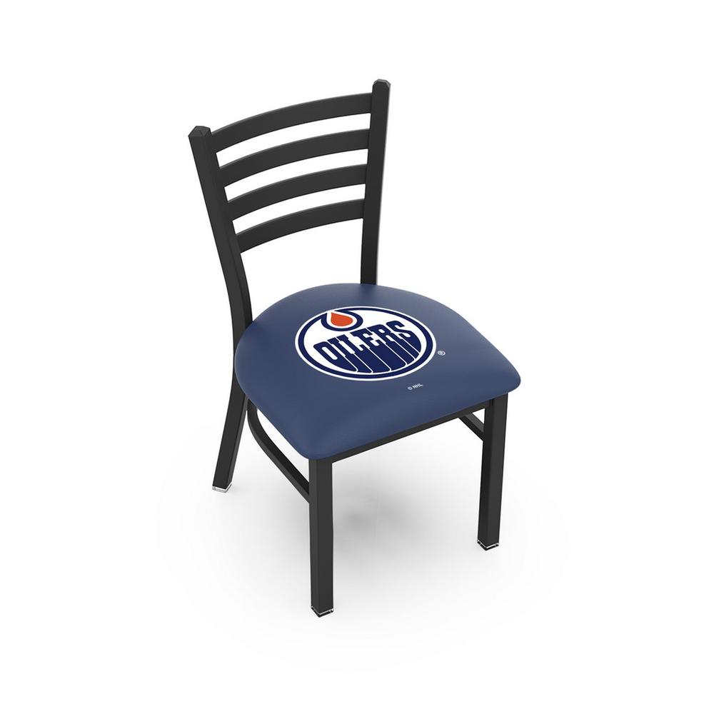 L00418 Black Wrinkle Edmonton Oilers Stationary Chair with Ladder Style Back by Holland Bar Stool Co.. Picture 1