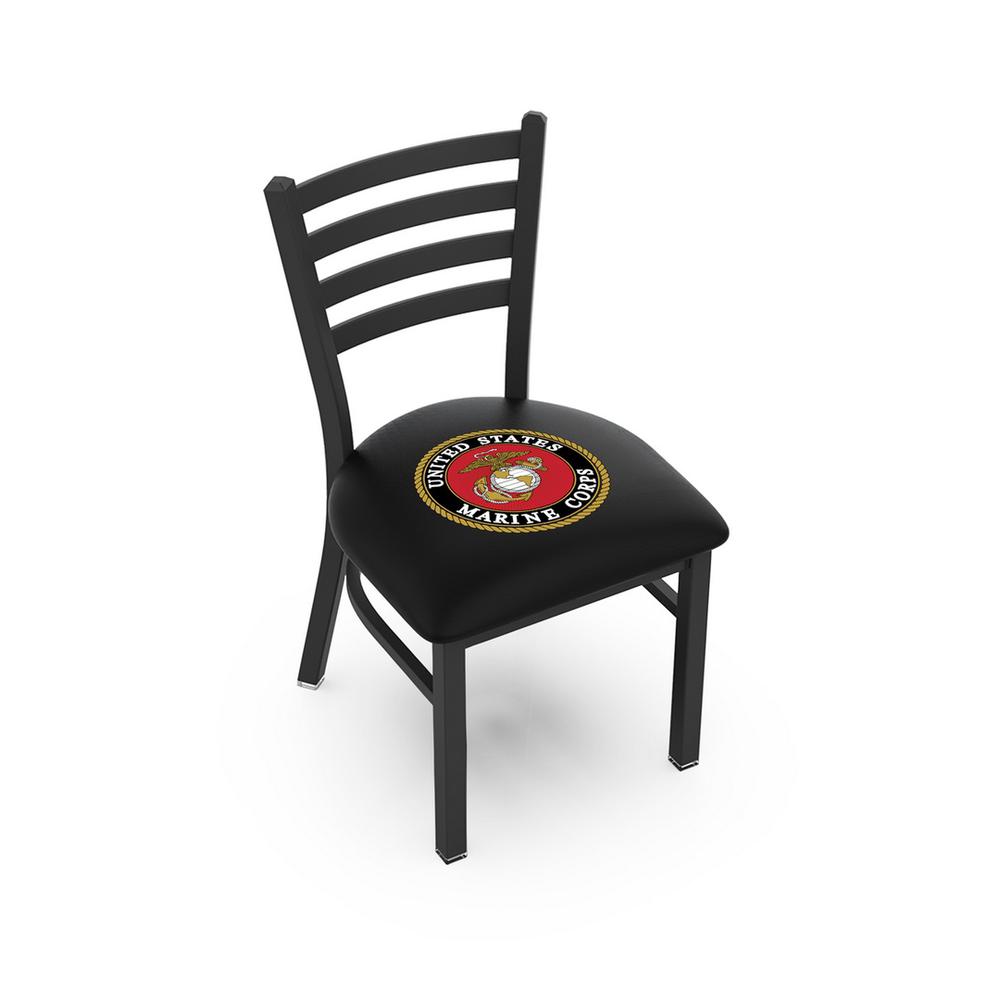 L00418 Black Wrinkle U.S. Marines Stationary Chair with Ladder Style Back by Holland Bar Stool Co.. Picture 1