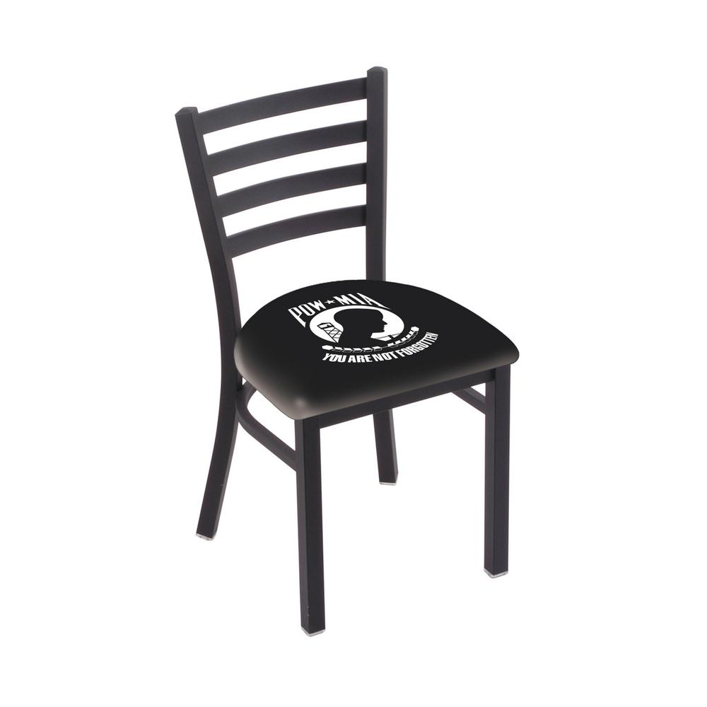L00418 Black Wrinkle POW/MIA Stationary Chair with Ladder Style Back by Holland Bar Stool Co.. Picture 1