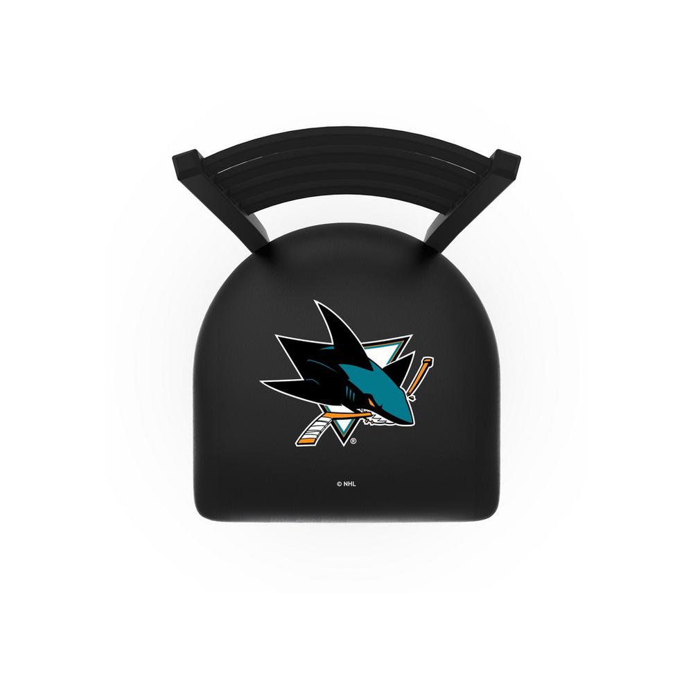 L00418 Black Wrinkle San Jose Sharks Stationary Chair with Ladder Style Back by Holland Bar Stool Co.. Picture 2