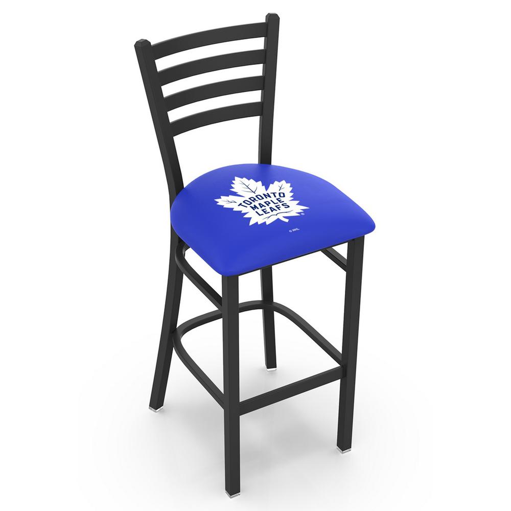 L004 - 25" Black Wrinkle Toronto Maple Leafs Stationary Counter Stool with Ladder Style Back by Holland Bar Stool Co.. The main picture.