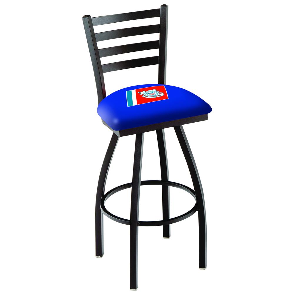 L014 - 36" Black Wrinkle U.S. Coast Guard Swivel Bar Stool with Ladder Style Back by Holland Bar Stool Co.. Picture 1