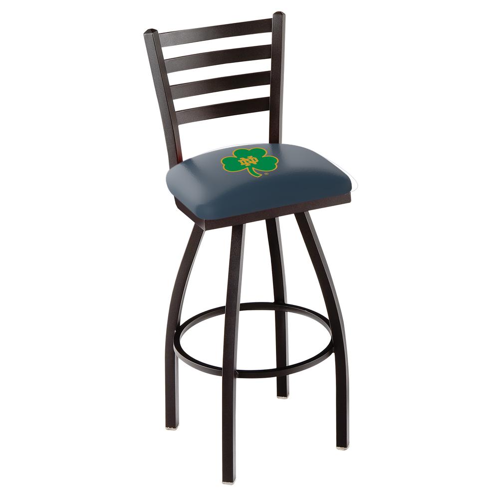 L014 - 36" Black Wrinkle Notre Dame (Shamrock) Swivel Bar Stool with Ladder Style Back by Holland Bar Stool Co.. Picture 1