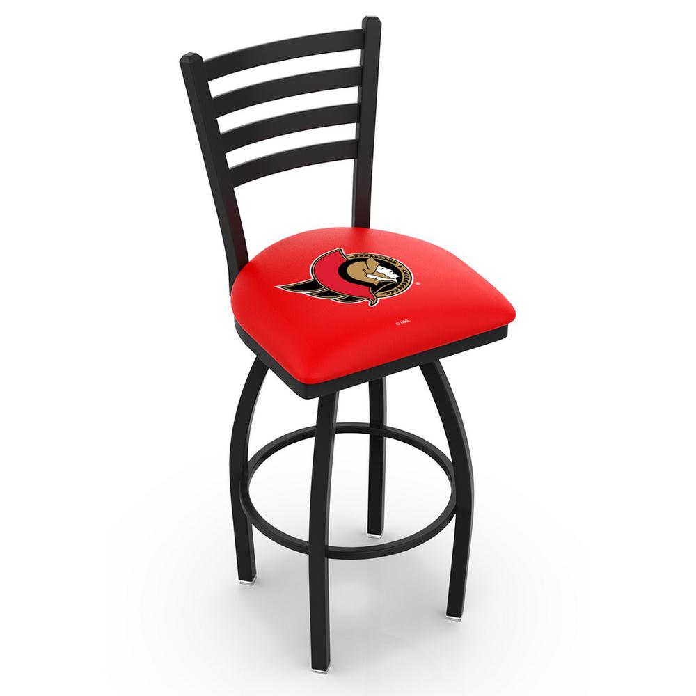 L014 - 36" Black Wrinkle Ottawa Senators Swivel Bar Stool with Ladder Style Back by Holland Bar Stool Co.. The main picture.