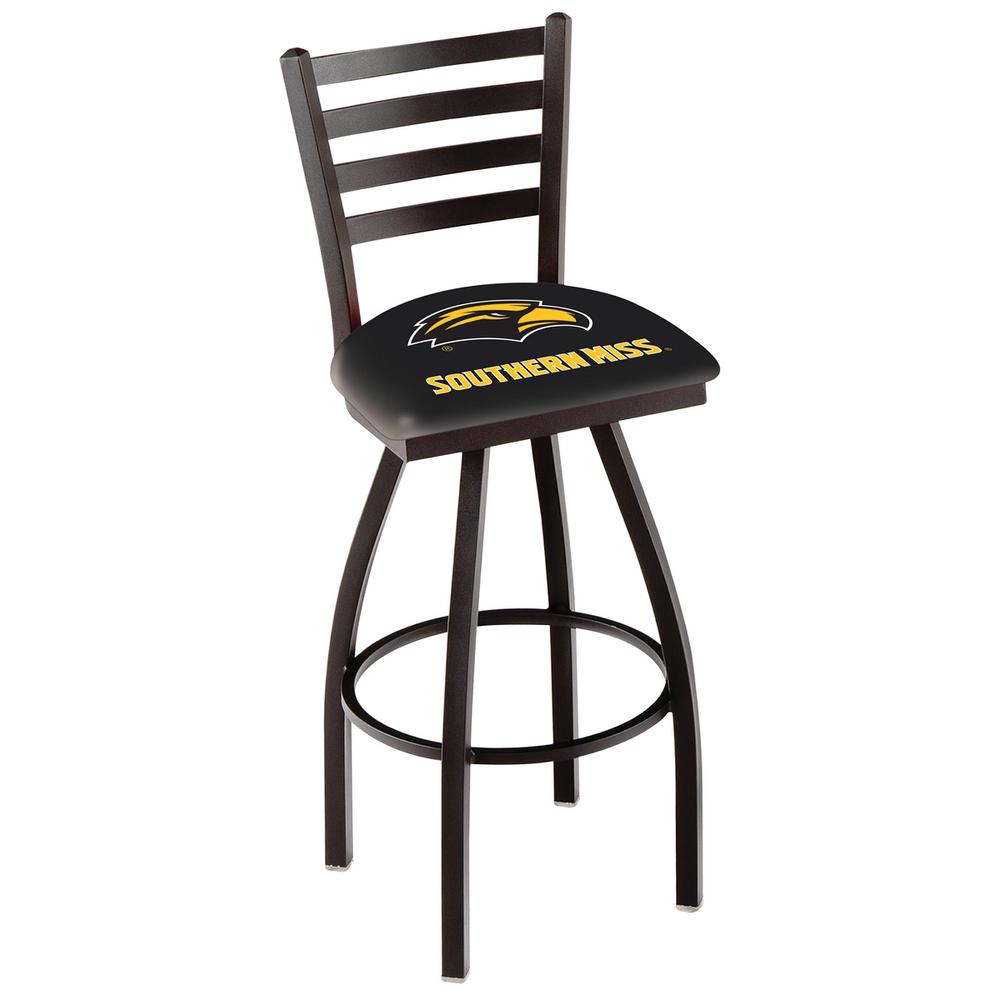 L014 - 36" Black Wrinkle Southern Miss Swivel Bar Stool with Ladder Style Back by Holland Bar Stool Co.. Picture 1