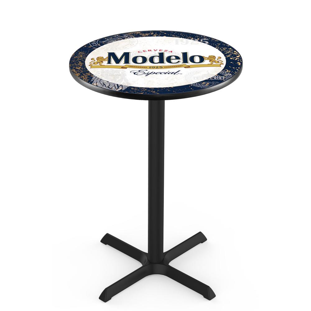 L211 Modelo (BLBrdr) 36" Tall - 36" Top Pub Table with Black Wrinkle Finish. Picture 1