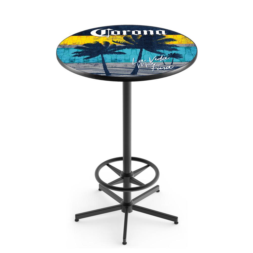 L216 Corona (Sunset) 42" Tall - 36" Top Pub Table with Black Wrinkle Finish. Picture 1