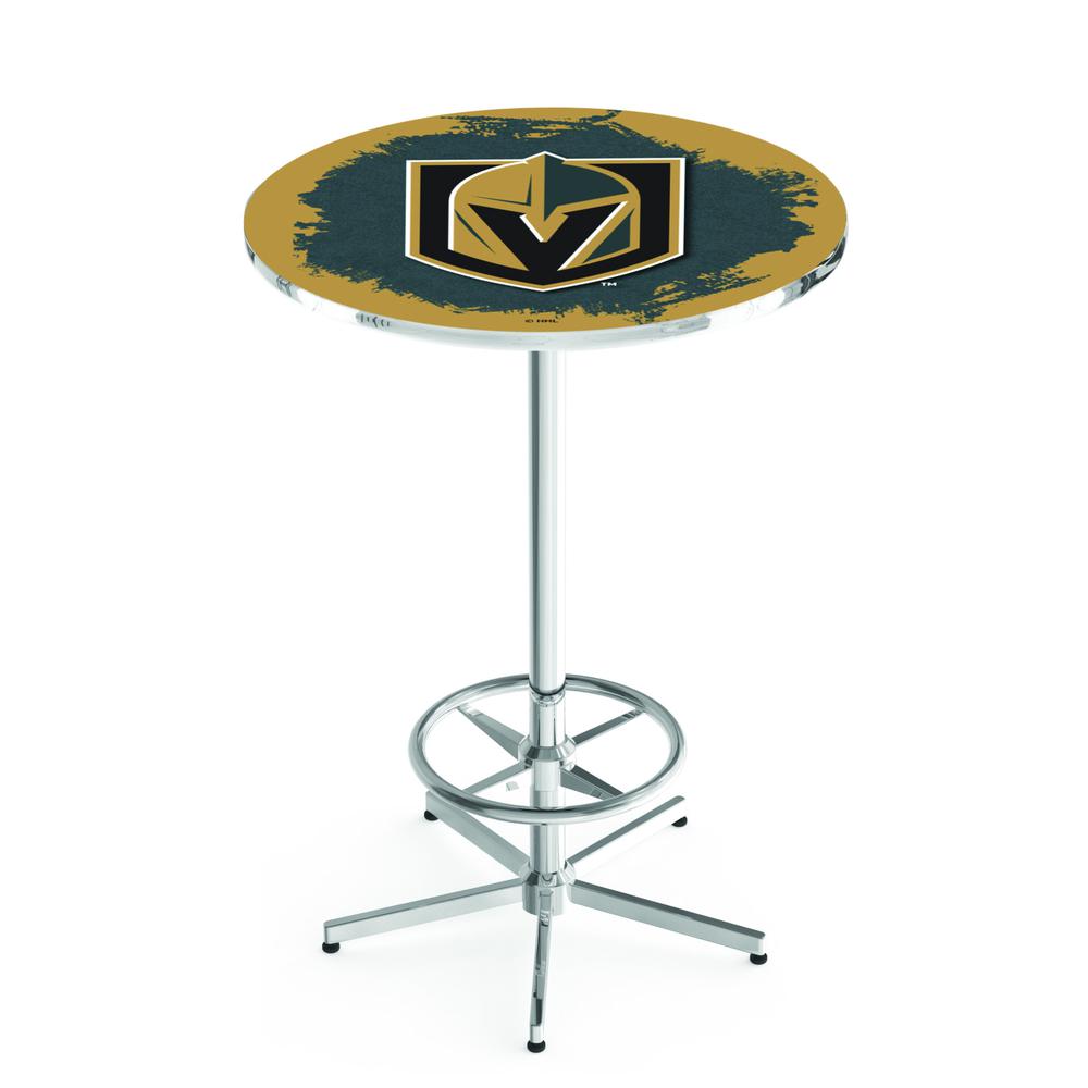 L216 Vegas Golden Knights 42' Tall - 36' Top Pub Table w/ Chrome Finish (4890). Picture 1