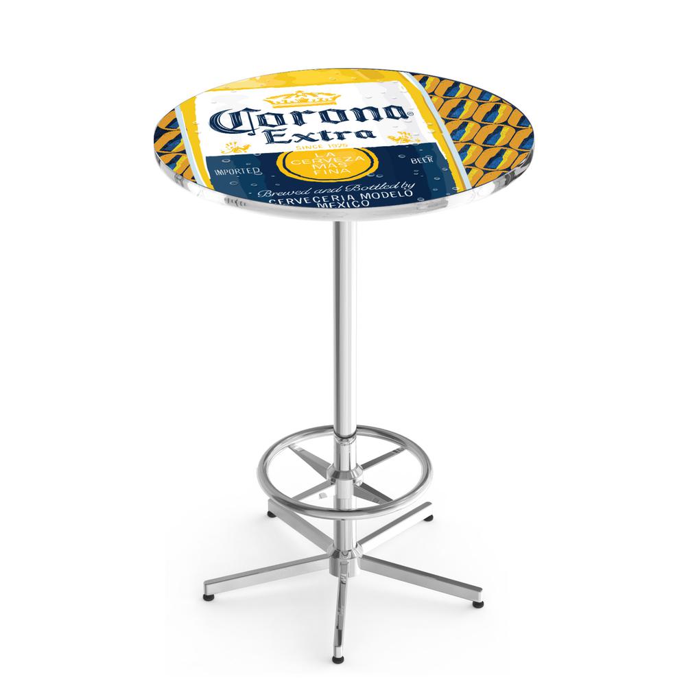 L216 Corona (Lbl) 42" Tall - 36" Top Pub Table with Chrome Finish. Picture 1