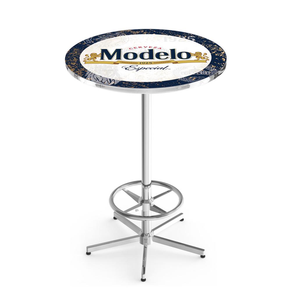 L216 Modelo (BLBrdr) 42" Tall - 30" Top Pub Table with Chrome Finish. Picture 1