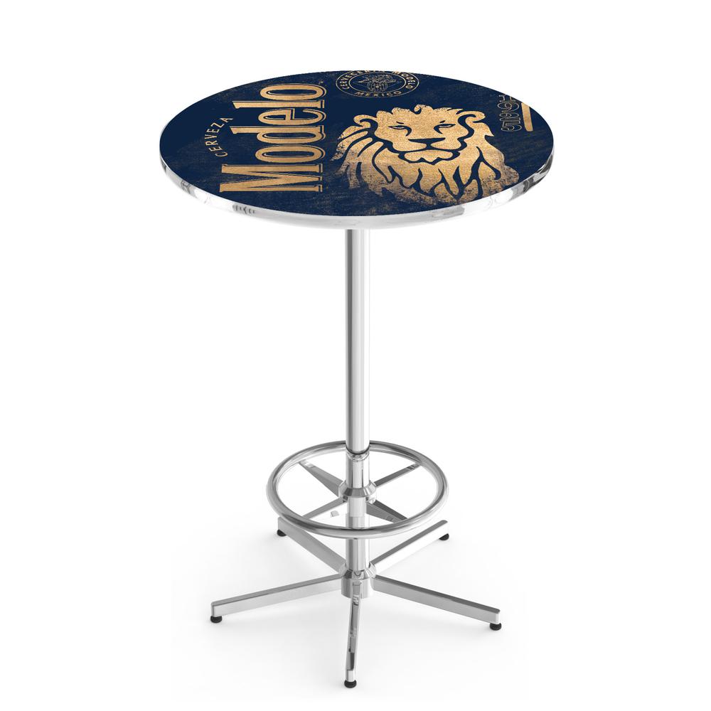 L216 Modelo (Lion) 42" Tall - 30" Top Pub Table with Chrome Finish. Picture 1