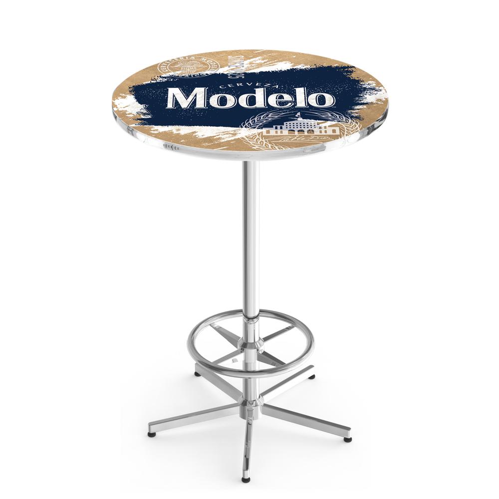 L216 Modelo (Splash) 42" Tall - 30" Top Pub Table with Chrome Finish. Picture 1