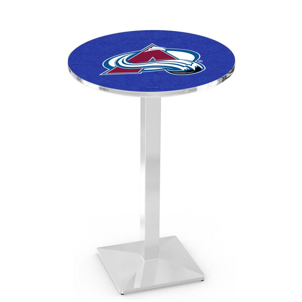 L217 Colorado Avalanche 36" Tall - 36" Top Pub Table with Chrome Finish (7688). Picture 1