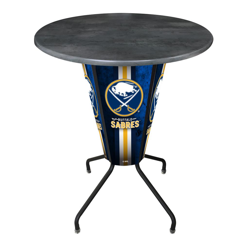 Lighted L218 - 42" Black Buffalo Sabres Pub Table with Black, 36" dia. top. Picture 1