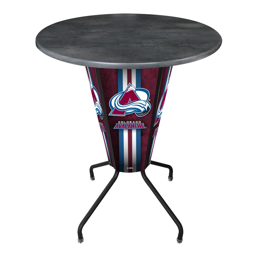 Lighted L218 - 42" Black Colorado Avalanche Pub Table with Black, 36" dia. top. Picture 1