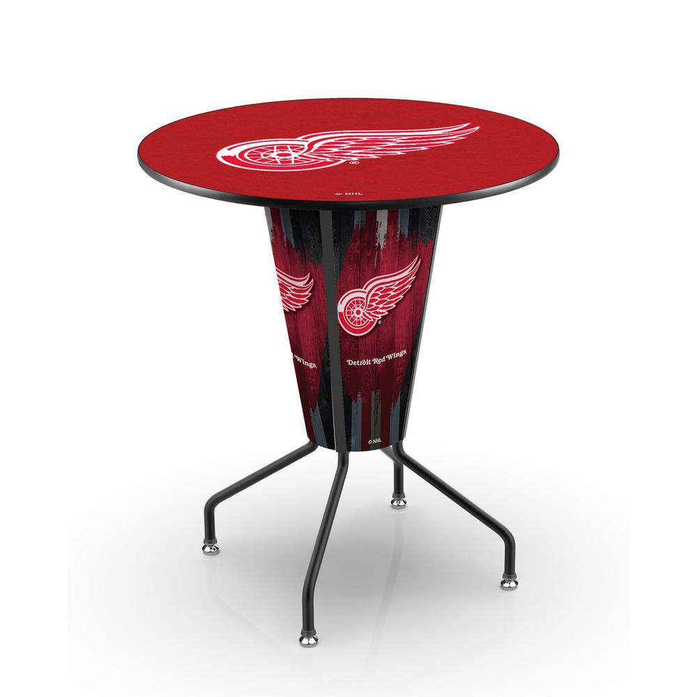 Lighted L218 - 42" Black Detroit Red Wings Pub Table. Picture 1