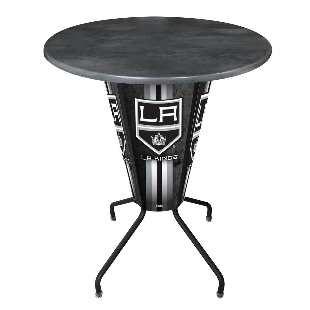 Lighted L218 - 42" Black Los Angeles Kings Pub Table with Black, 36" dia. top. Picture 1