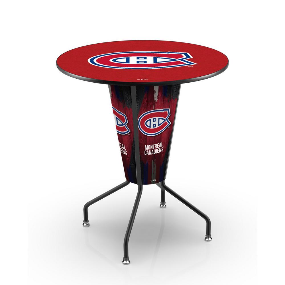 Lighted L218 - 42" Black Montreal Canadiens Pub Table. Picture 1
