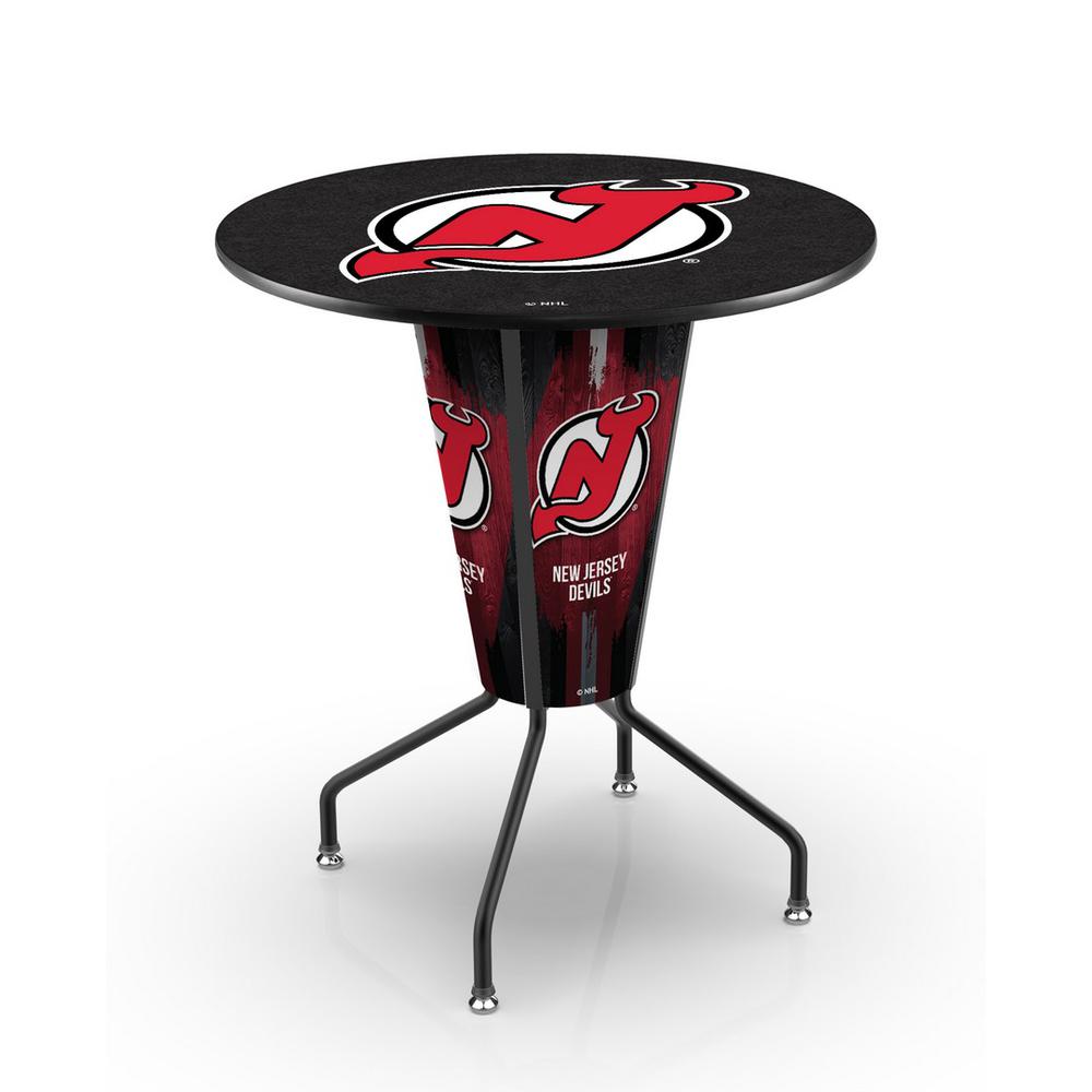 Lighted L218 - 42" Black New Jersey Devils Pub Table. Picture 1