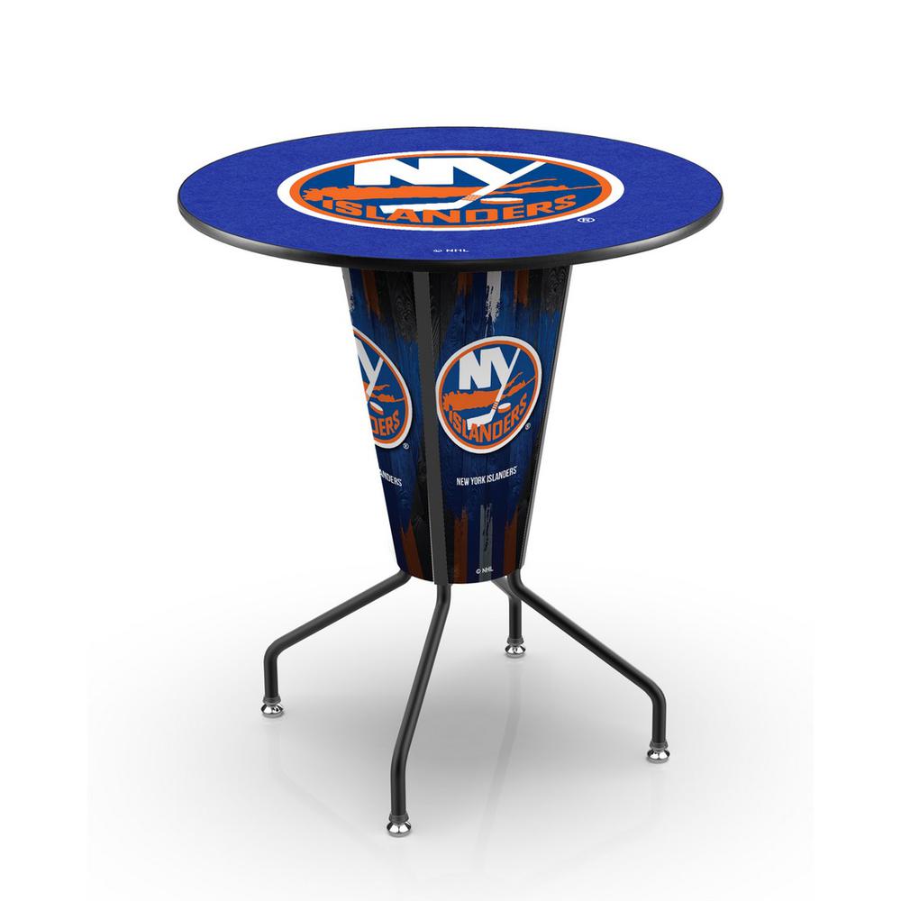 Lighted L218 - 42" Black New York Islanders Pub Table. Picture 1
