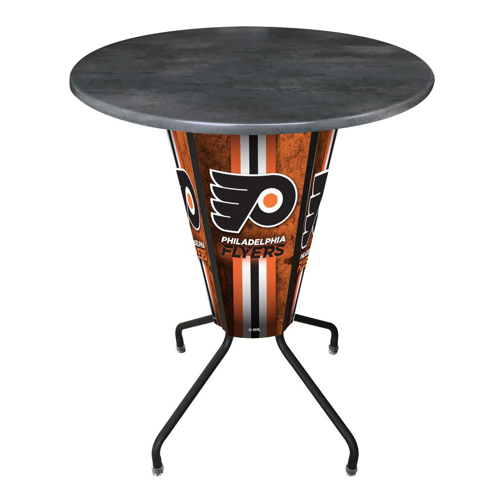 Lighted L218 - 42" Black Philadelphia Flyers Pub Table with Black, 36" dia. top. Picture 1