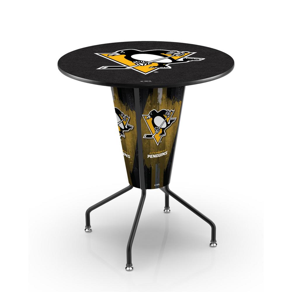 Lighted L218 - 42" Black Pittsburgh Penguins Pub Table. Picture 1
