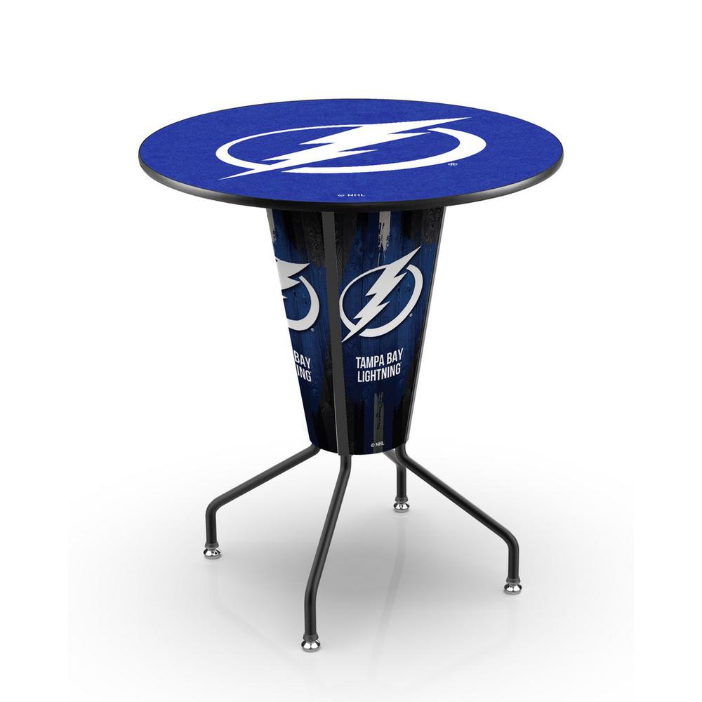 Lighted L218 - 42" Black Tampa Bay Lightning Pub Table. Picture 1