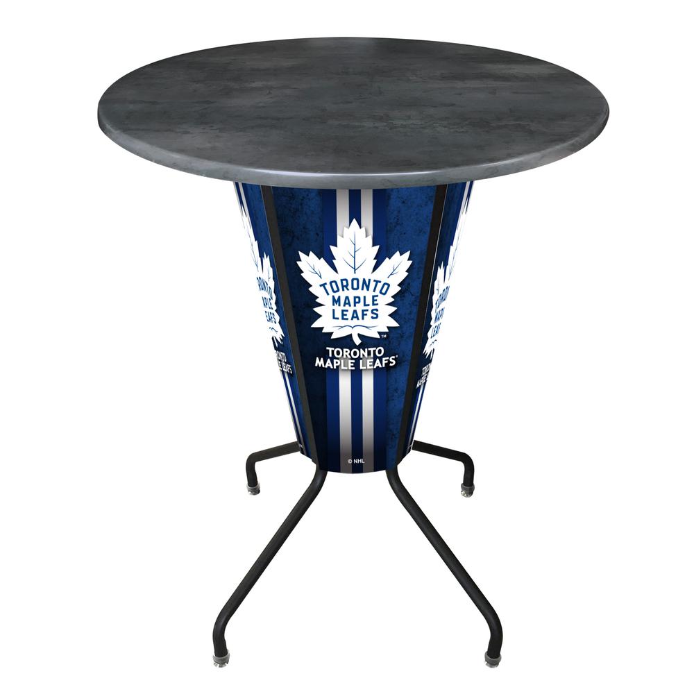 Lighted L218 - 42" Black Toronto Maple Leafs Pub Table with Black, 36" dia. top. Picture 1