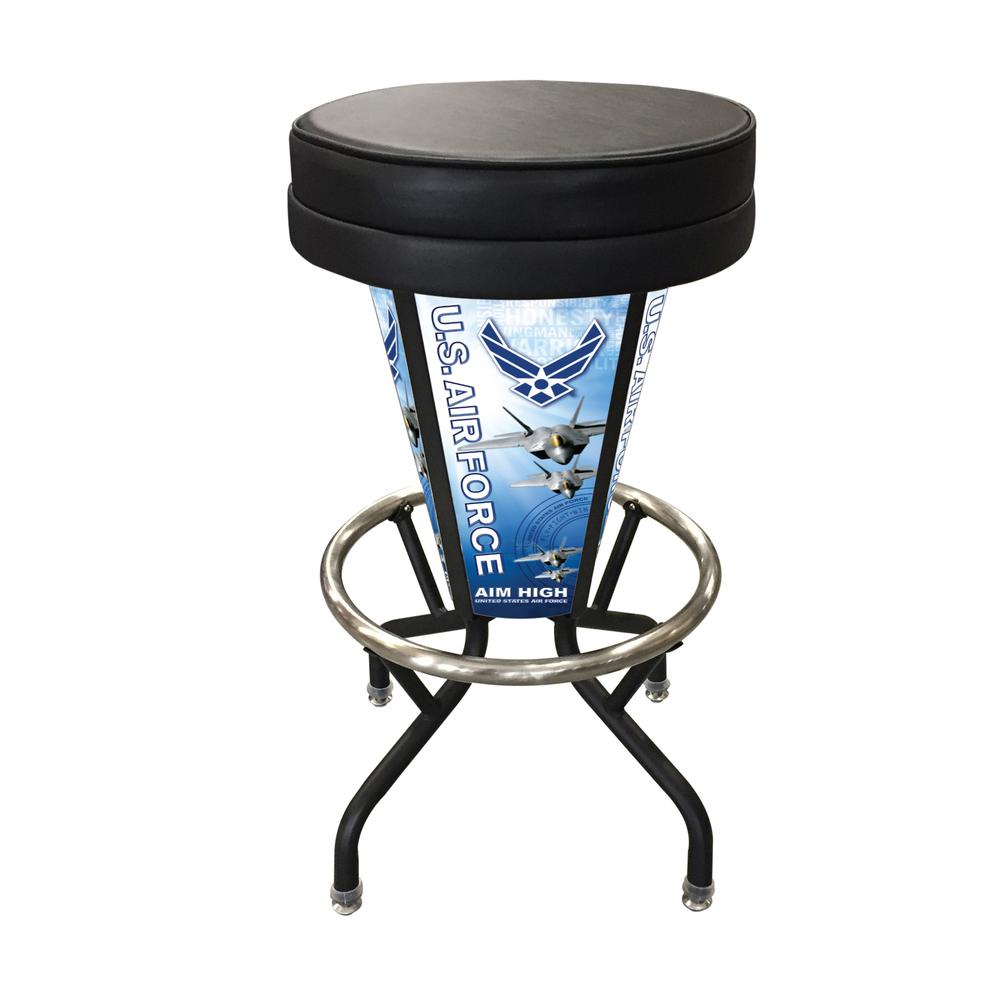 Lighted U.S. Air Force Swivel Bar Stool. Picture 1