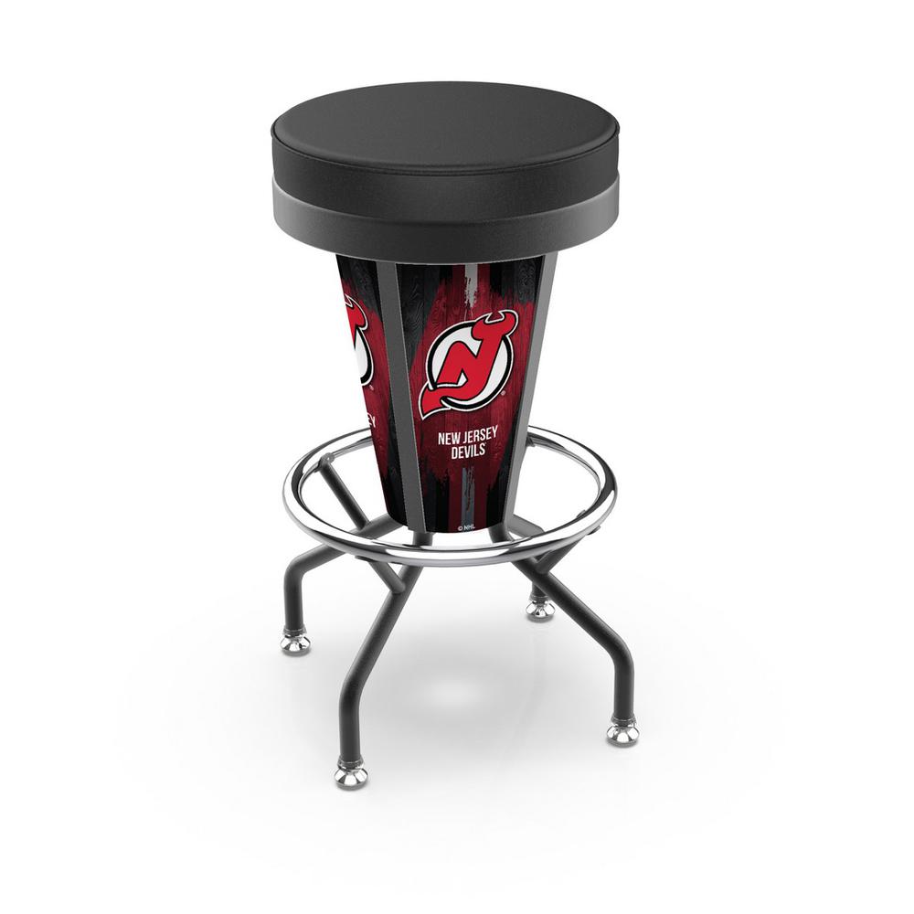 Lighted New Jersey Devils Swivel Bar Stool. Picture 1