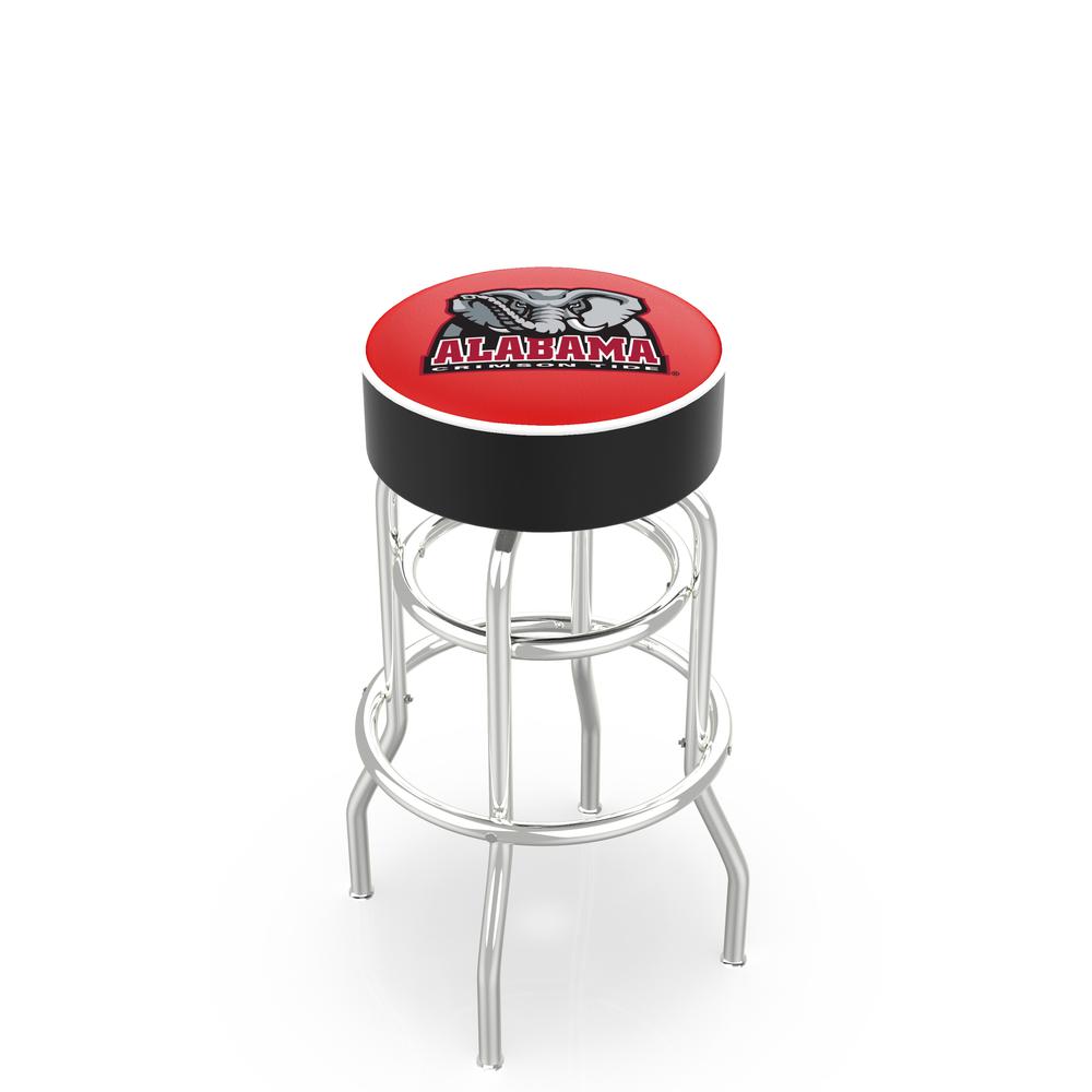 30" L7C1 - 4" Alabama Cushion Seat with Double-Ring Chrome Base Swivel Bar Stool by Holland Bar Stool Company. Picture 1