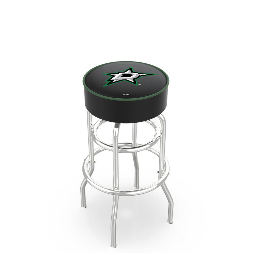 25" L7C1 - 4" Dallas Stars Cushion Seat with Double-Ring Chrome Base Swivel Bar Stool by Holland Bar Stool Company. Picture 1