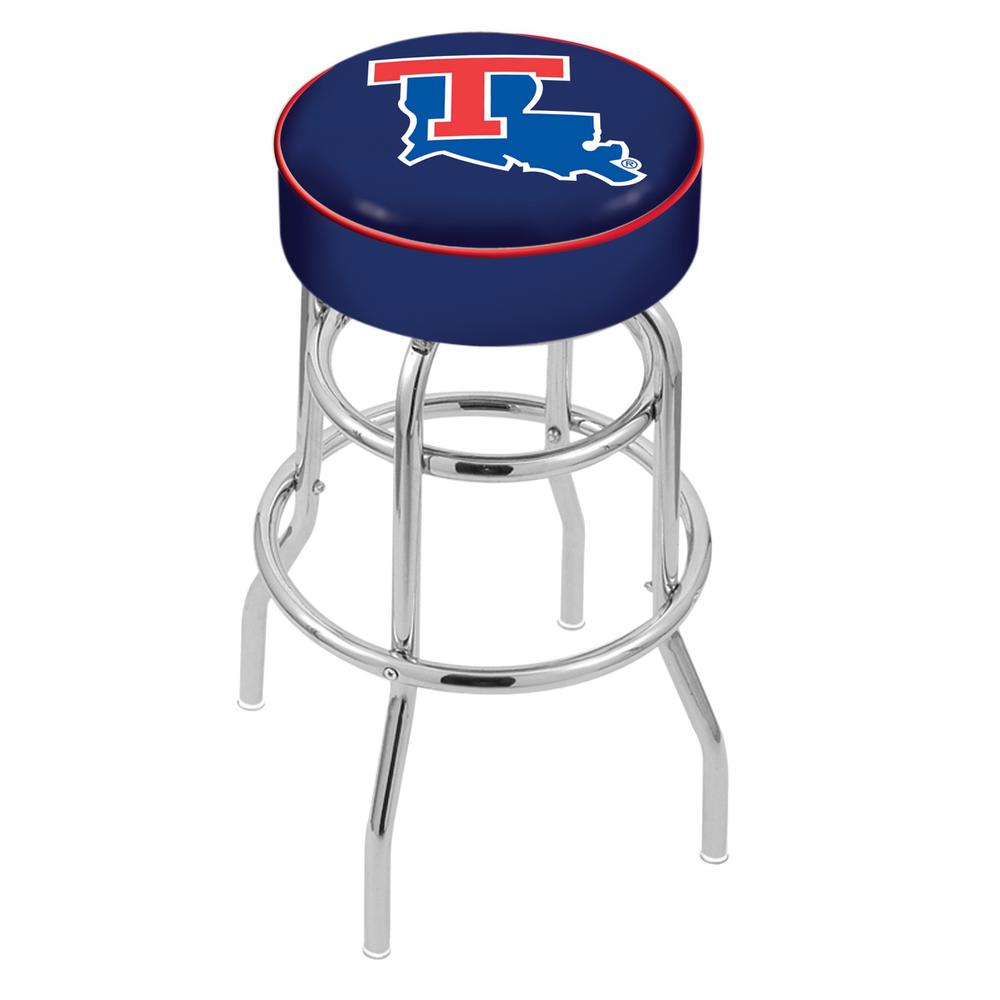 30" L7C1 - 4" Louisiana Tech Cushion Seat with Double-Ring Chrome Base Swivel Bar Stool by Holland Bar Stool Company. Picture 1