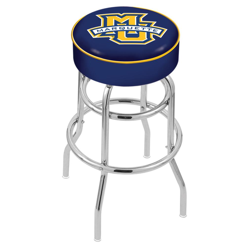 25" L7C1 - 4" Marquette Cushion Seat with Double-Ring Chrome Base Swivel Bar Stool by Holland Bar Stool Company. Picture 1