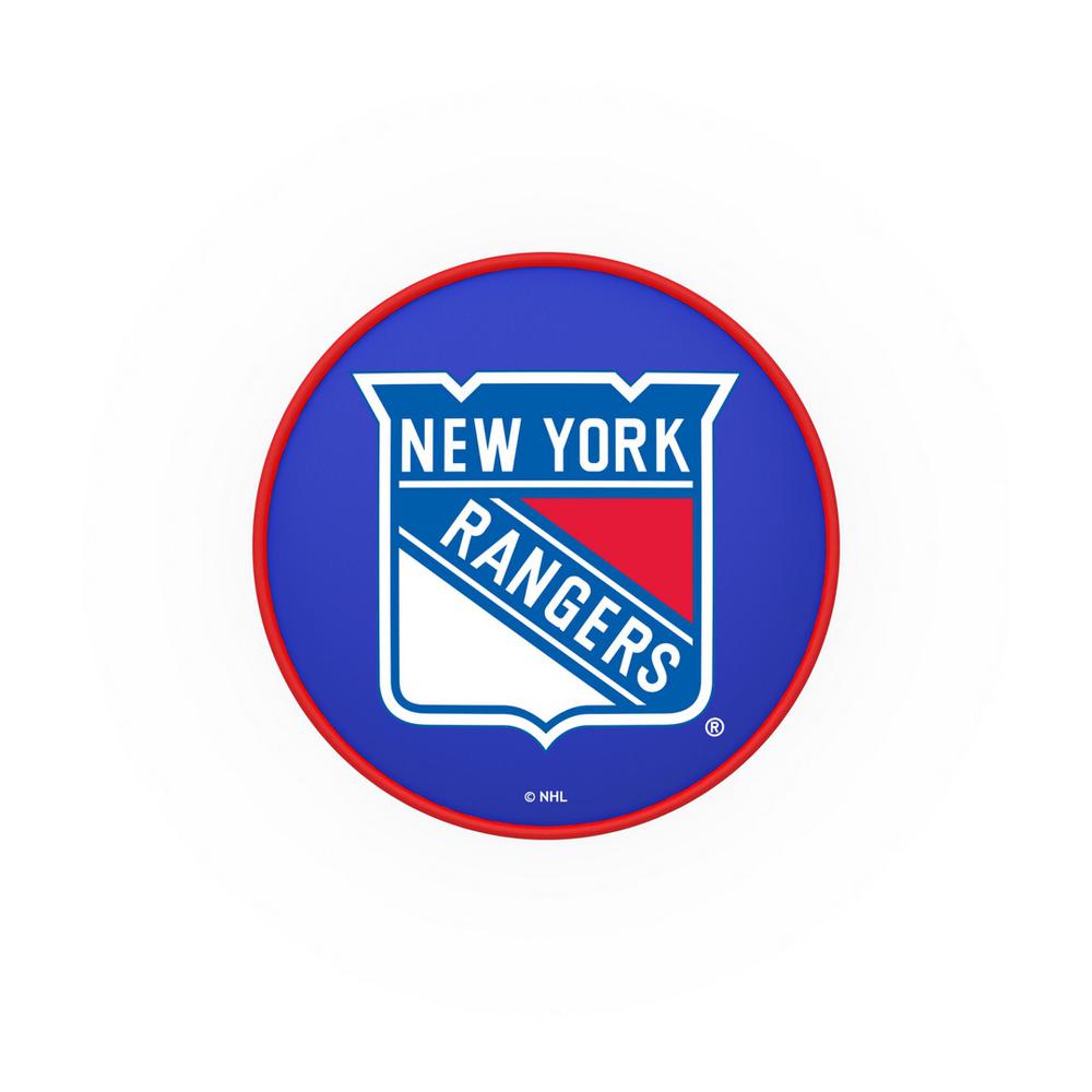 25" L7C1 - 4" New York Rangers Cushion Seat with Double-Ring Chrome Base Swivel Bar Stool by Holland Bar Stool Company. Picture 2